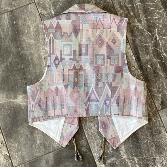 Vintage Bow Valley Canada Western Vest Large Pastel Pink Blue Purple - Picture 6 of 8